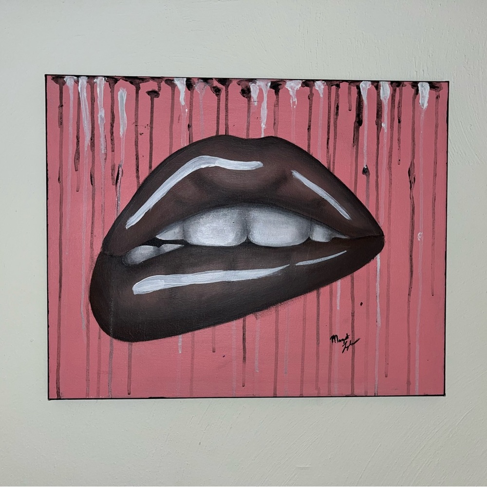 Lip Bite Wall Painting 20 x 15.75 inches